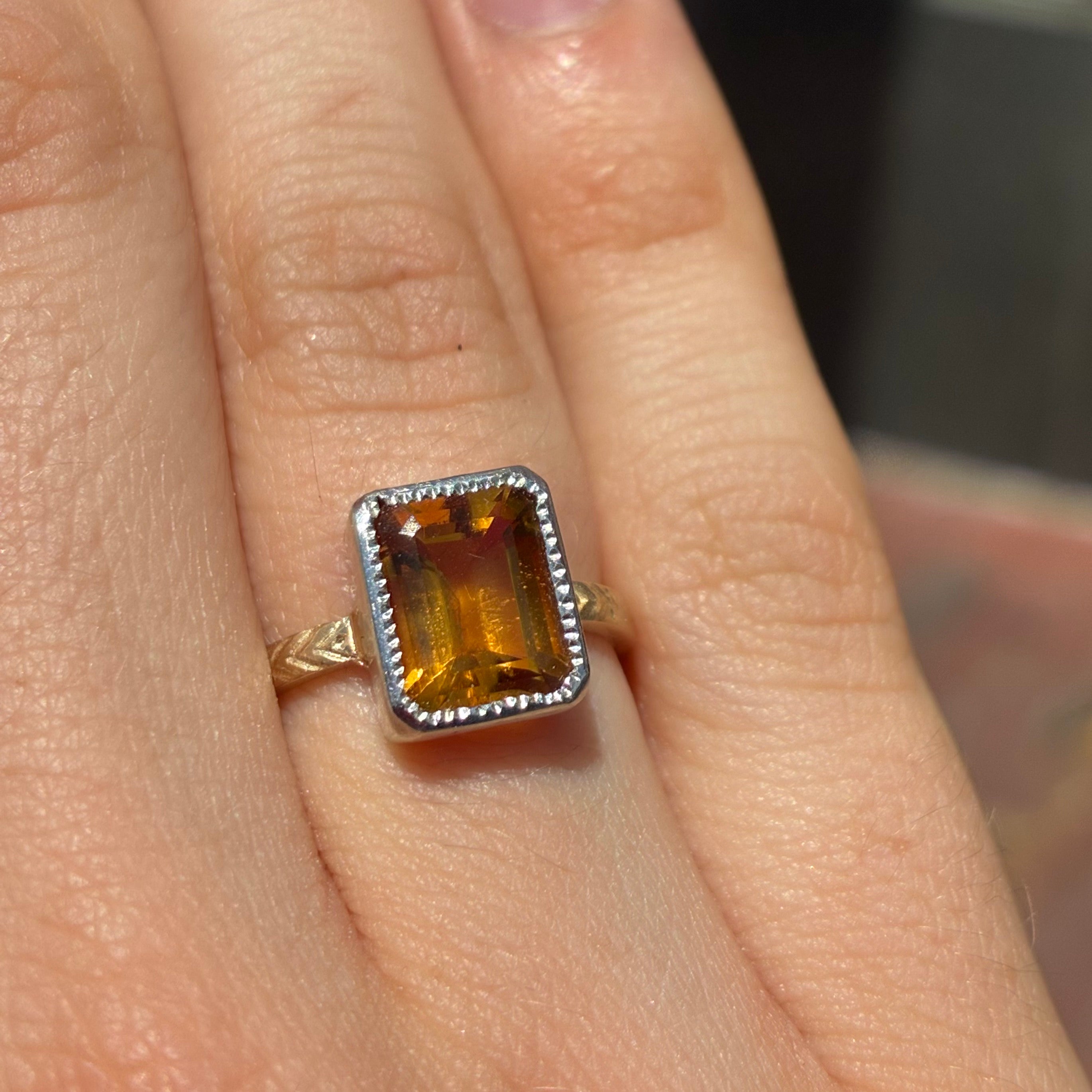Vintage Citrine Bezel Ring
