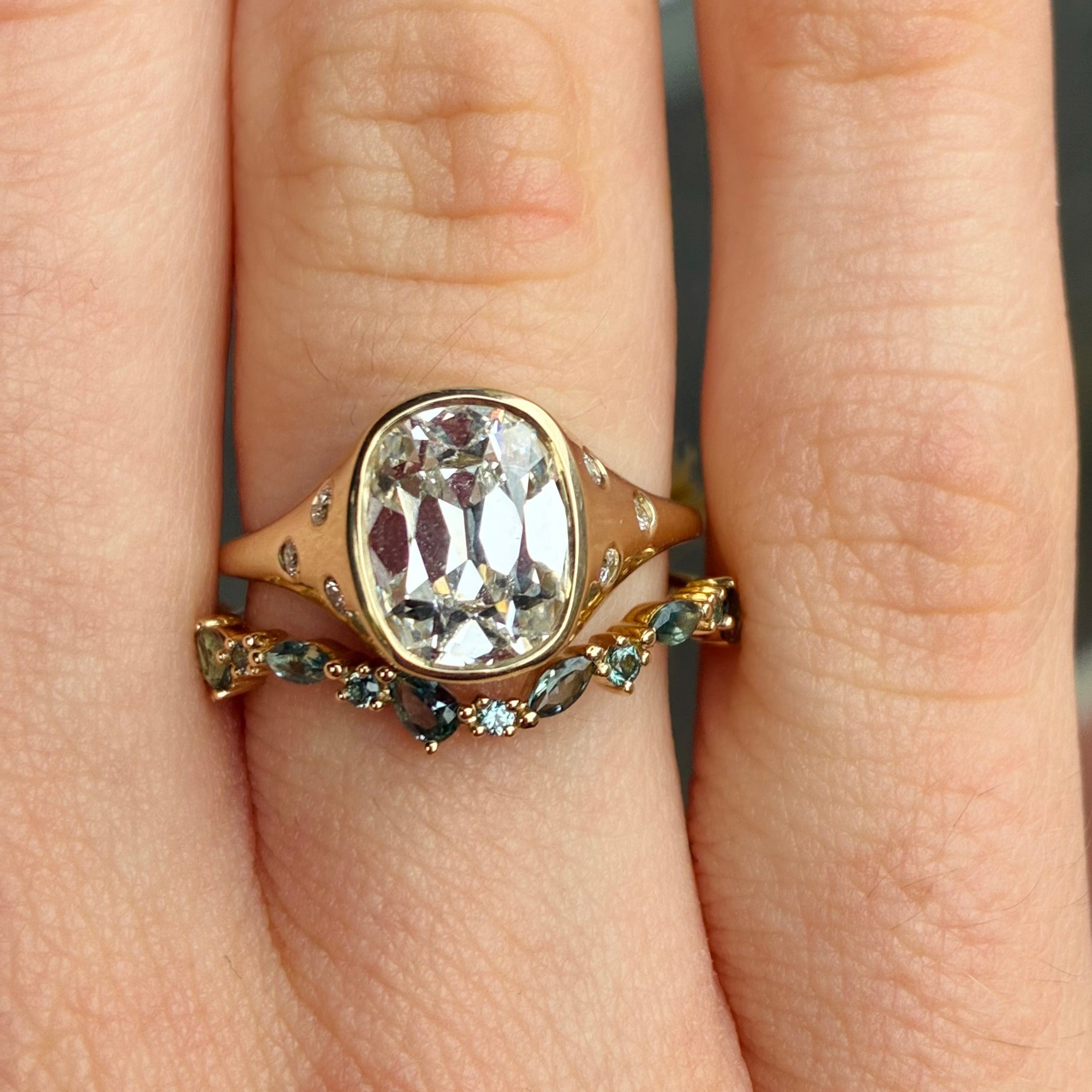 Lab-Created Old Mine Diamond Bezel Ring