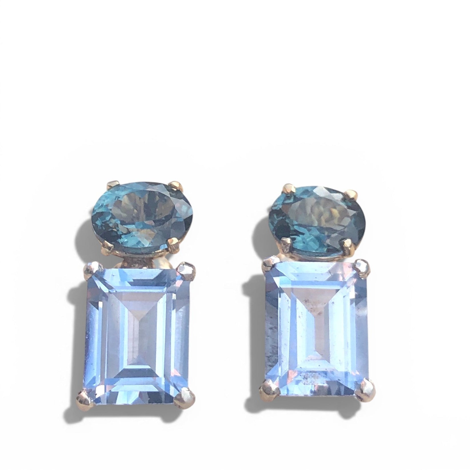 14k Mixed Metal Double Gem Earrings