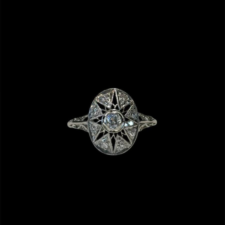 Edwardian Platinum Diamond Star Ring