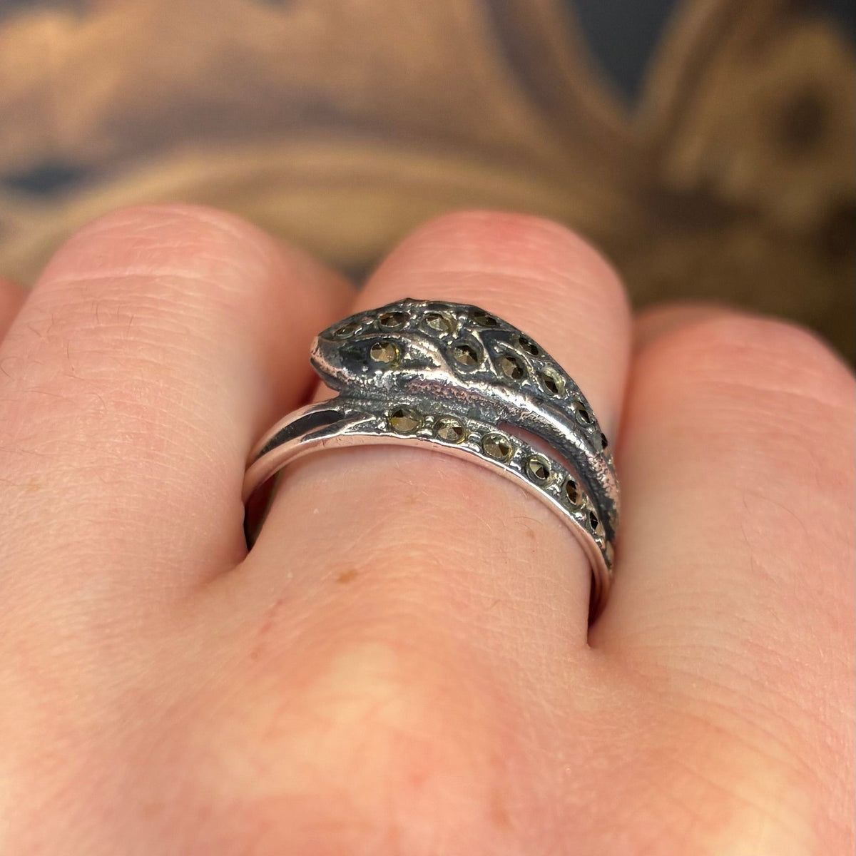 Vintage Pyrite Snake Ring