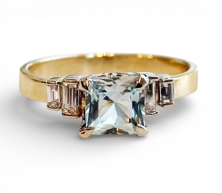 Princess Cut Aquamarine Ring