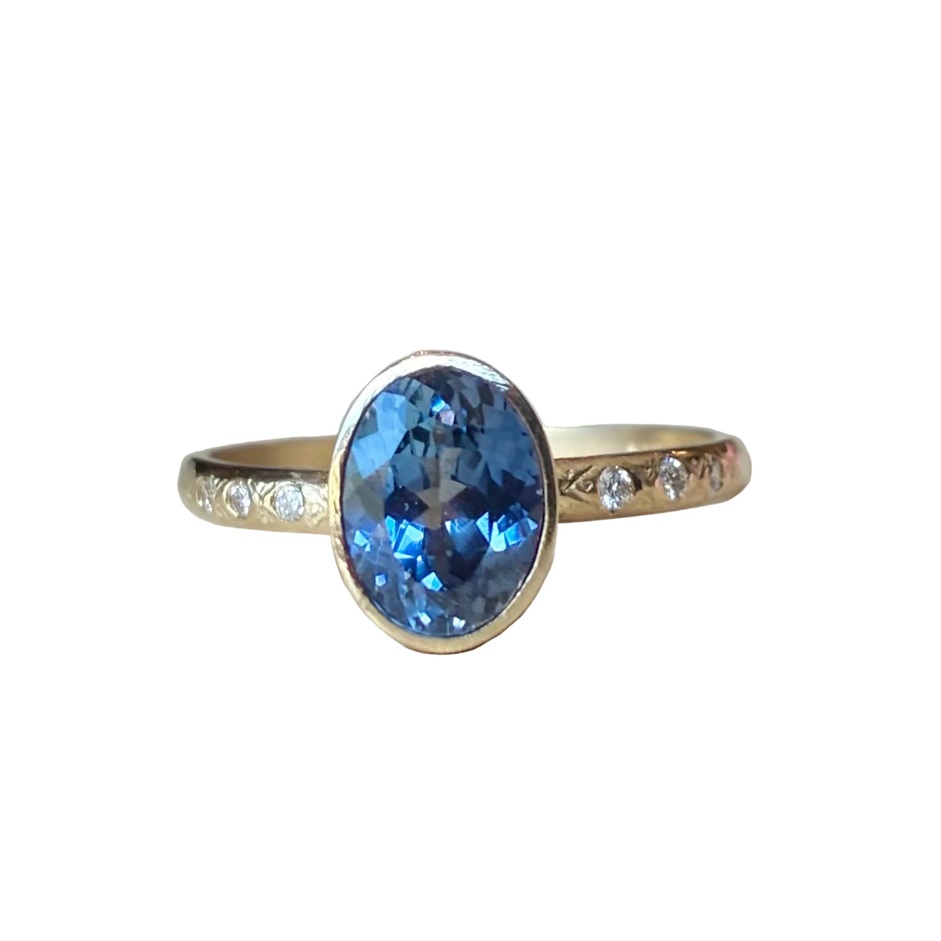 Blue Sapphire Bezel Celestial Ring