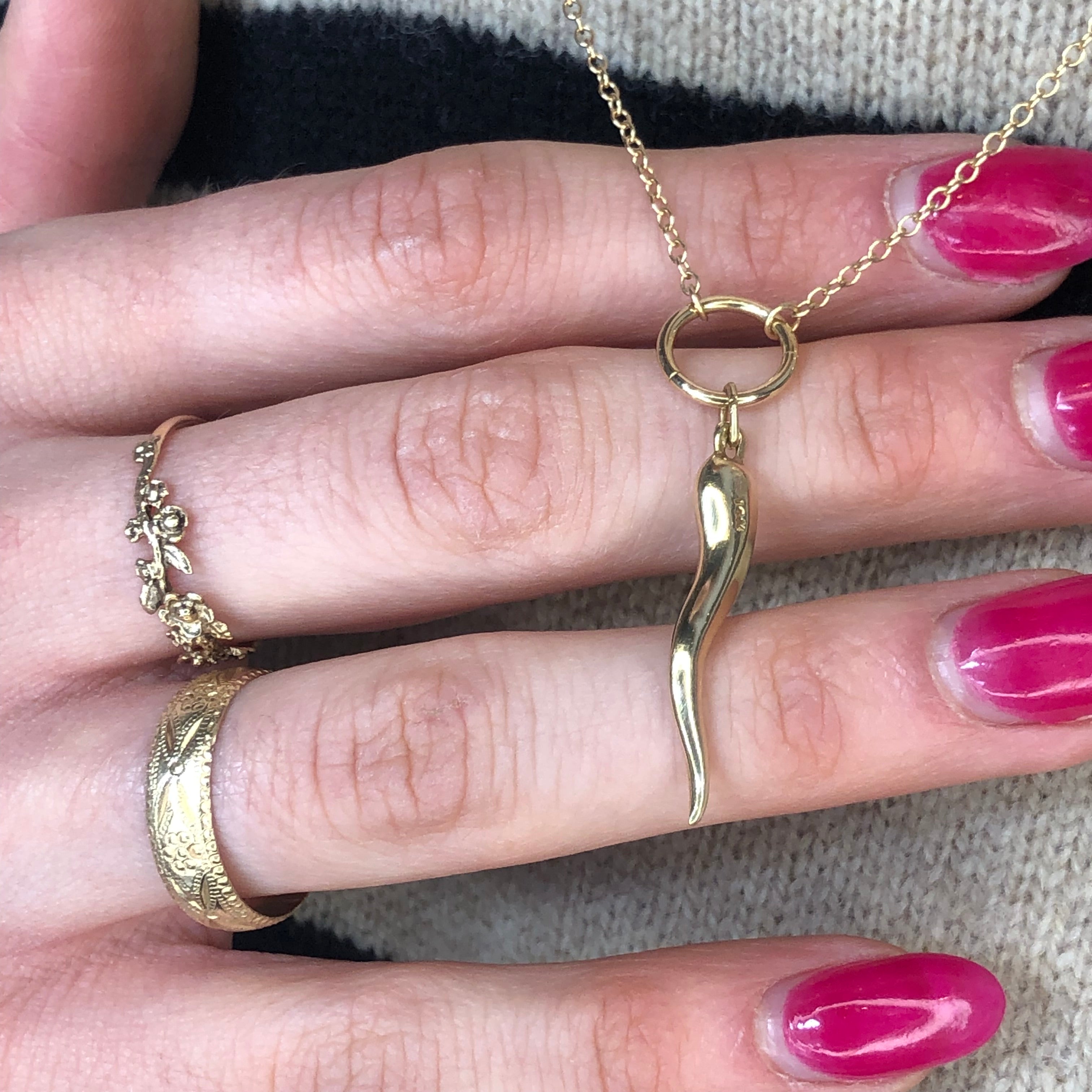 Vintage 14k Yellow Gold Italian Horn Charm