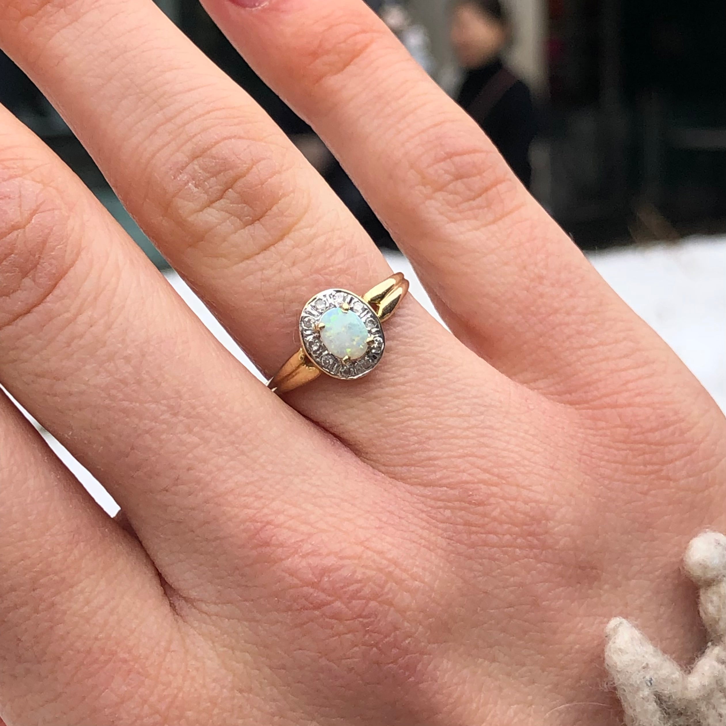 Vintage Opal and Diamond Ring