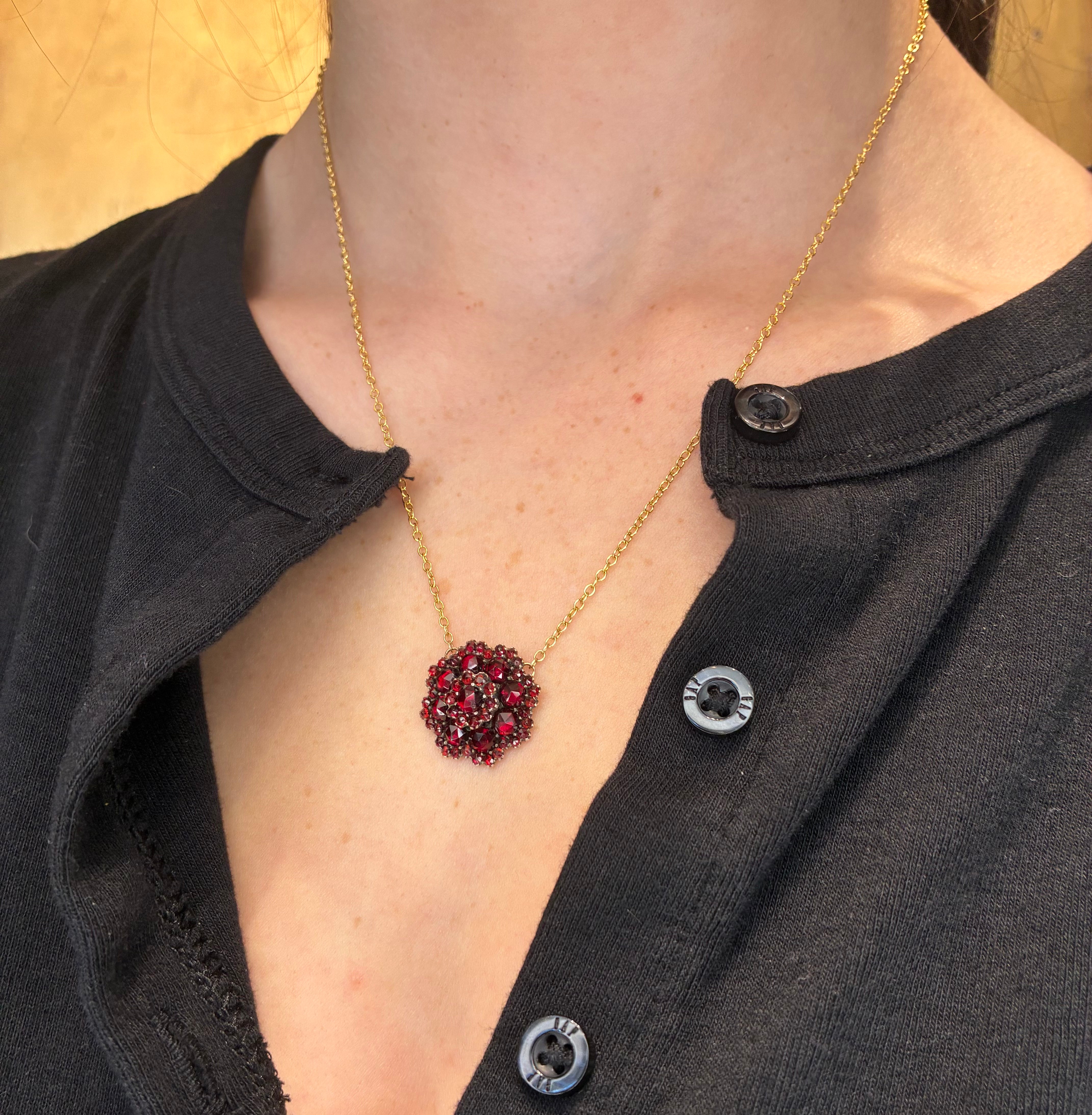 Very Rare Bohemian Garnet Flower Pendant