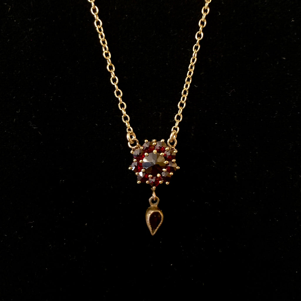 Czech garnet link necklace