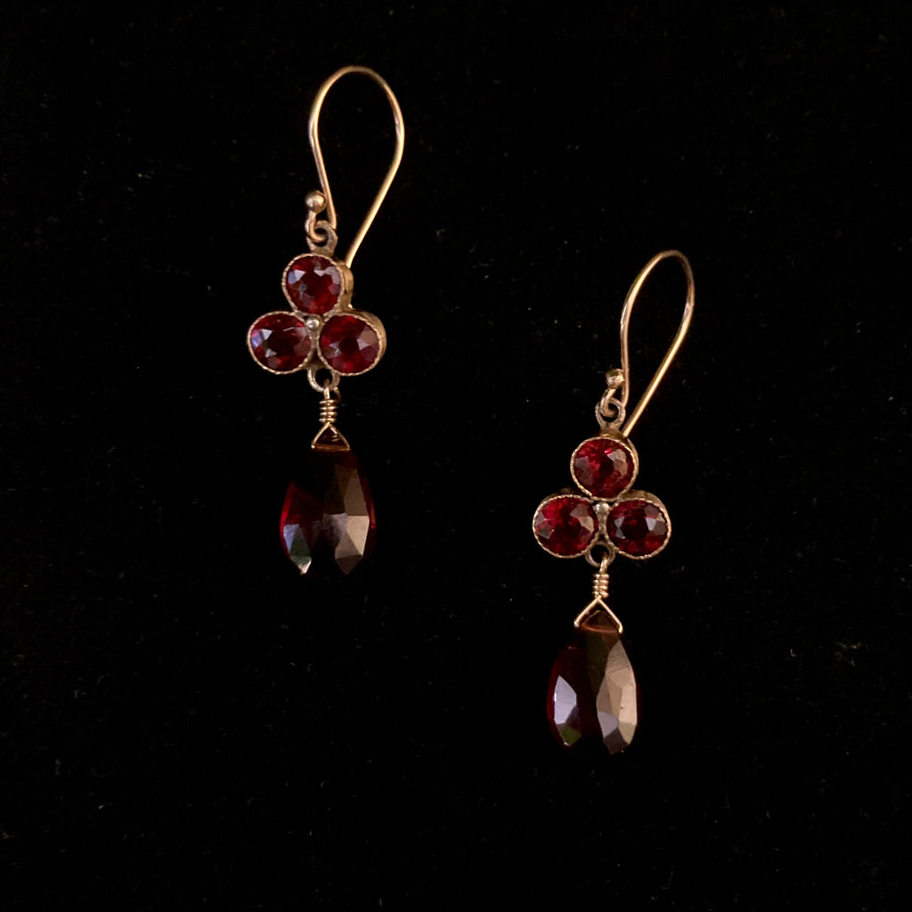 Antique Bohemian Garnet Drop Earrings