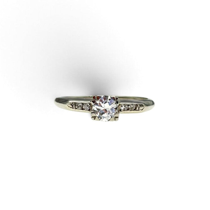 Antique Art Deco Accented Engagement Ring