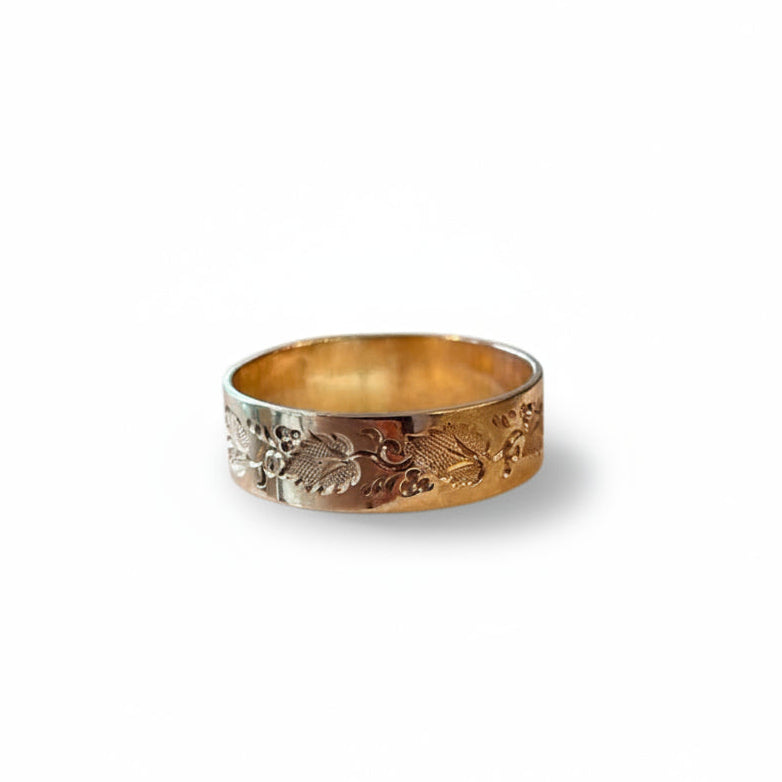 leaf jewelry, nature jewelry, leaf ring, nature ring, gold band, yellow gold, victorian gold, 10k gold, antique, antique band, cigar band, victorian cigar band,  women-owned, northampton