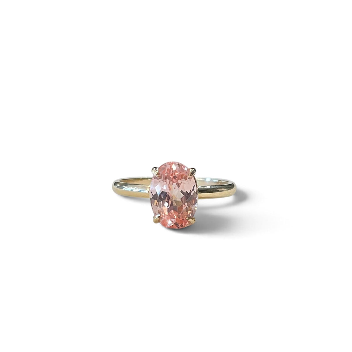 Peach Sapphire Solitare Engagement Ring