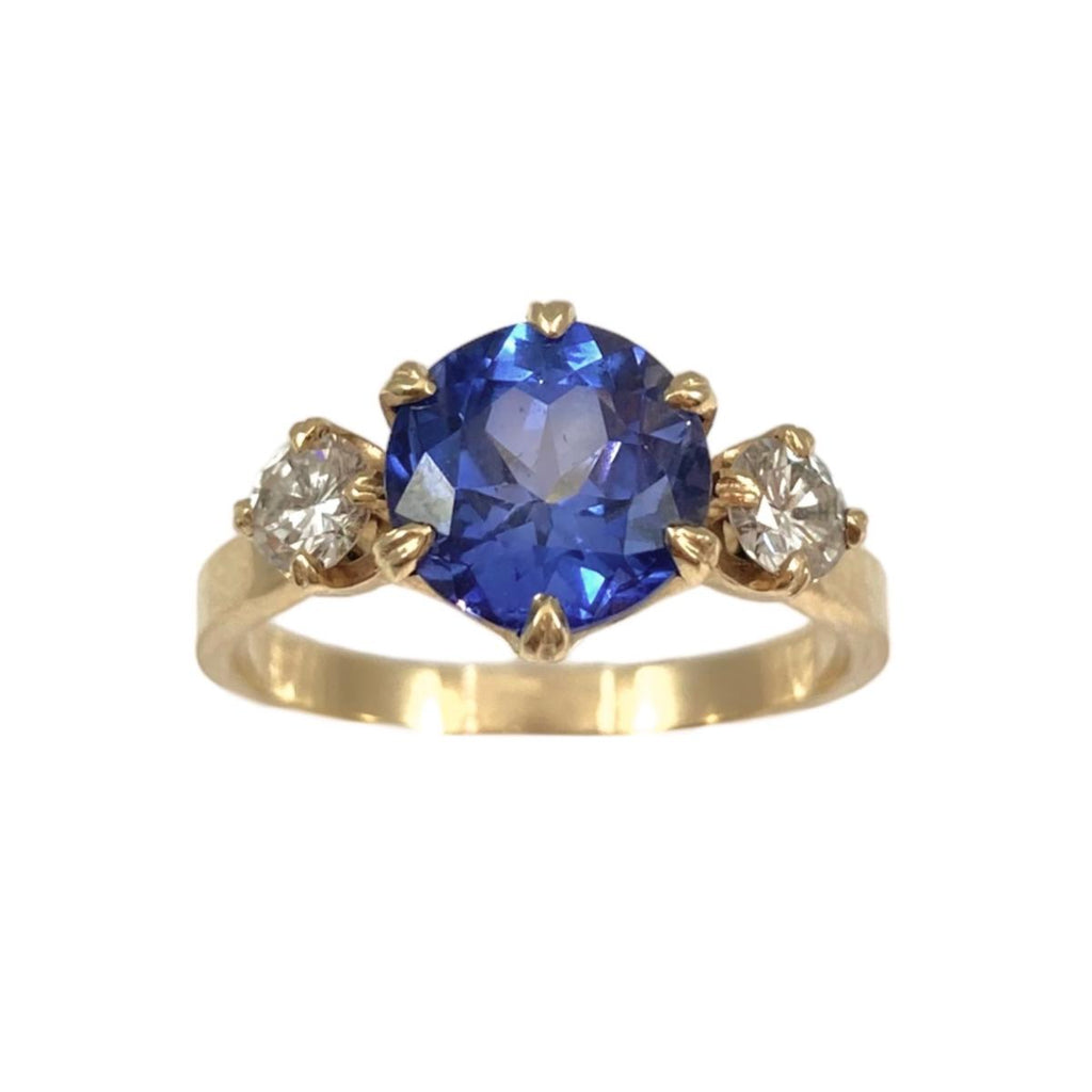 Ceylon Sapphire and Diamond Trio Ring