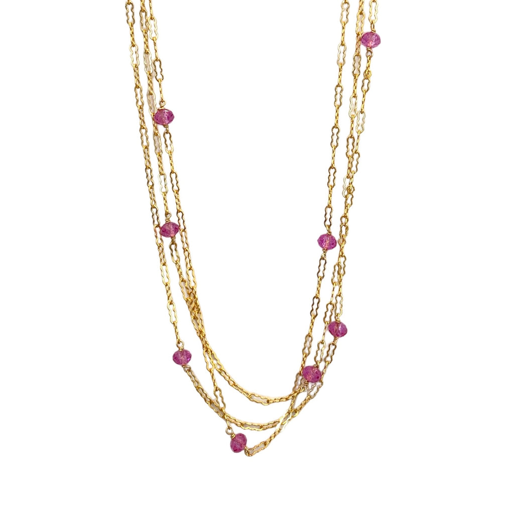 40% Off! Triple Chain Gemstone Necklace