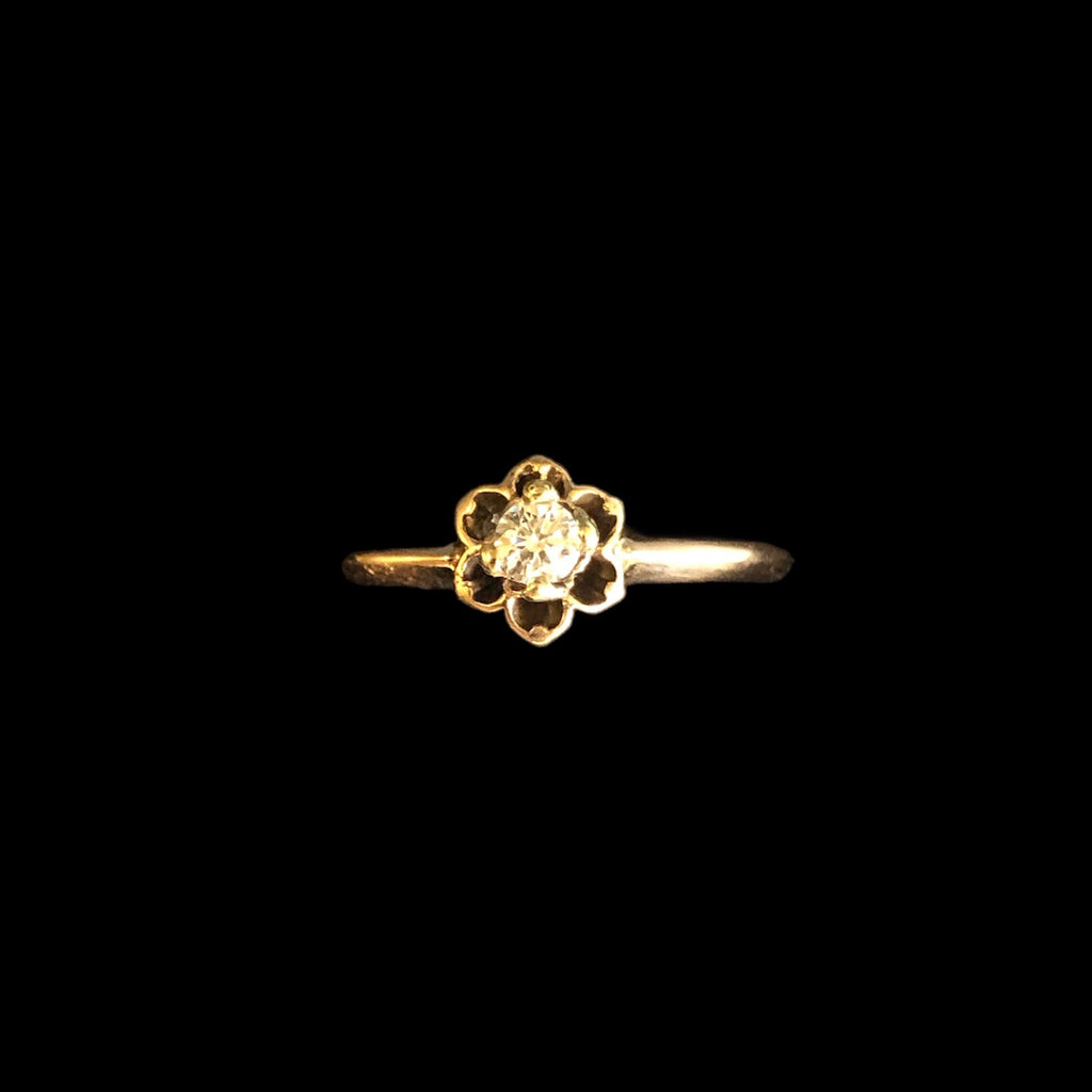 Victorian 14k Rose Gold Buttercup Diamond Ring