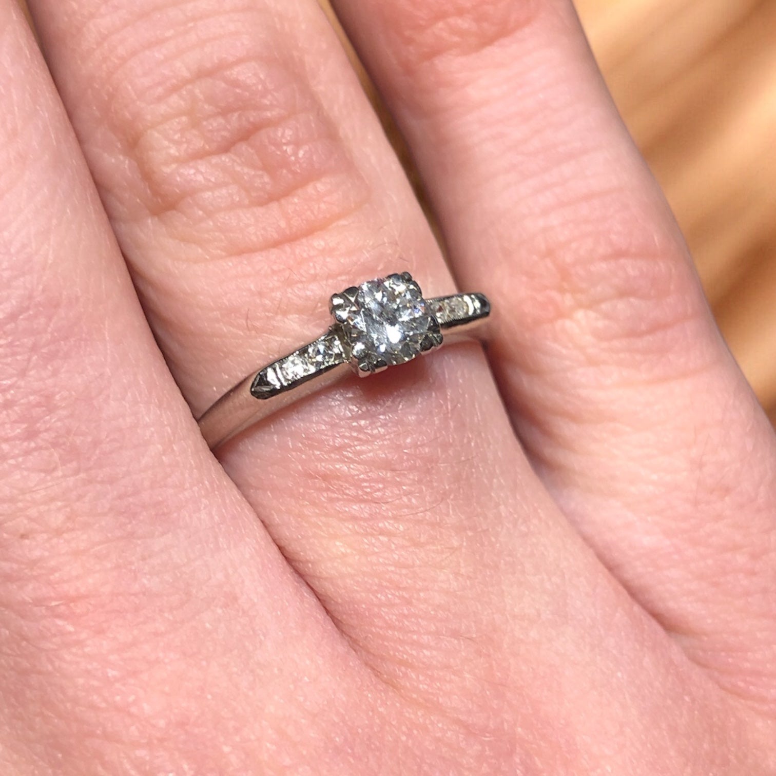 Antique Art Deco Accented Solitaire Engagement Ring