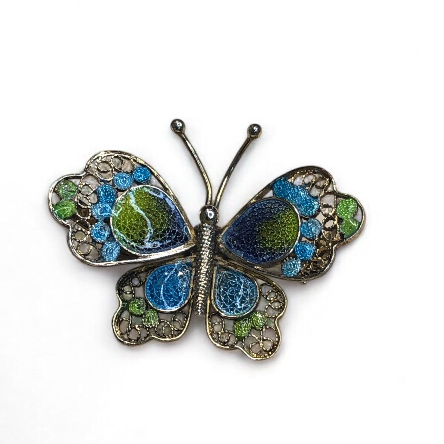 Cannetille blue and green butterfly
