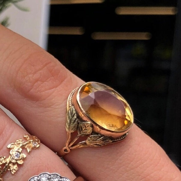Antique Multi-Gold Artsy Citrine Ring