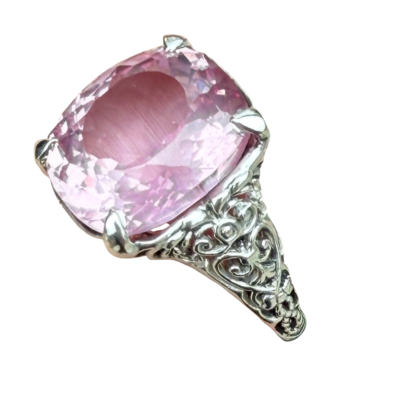 Vintage Pink Sapphire Filigree Ring