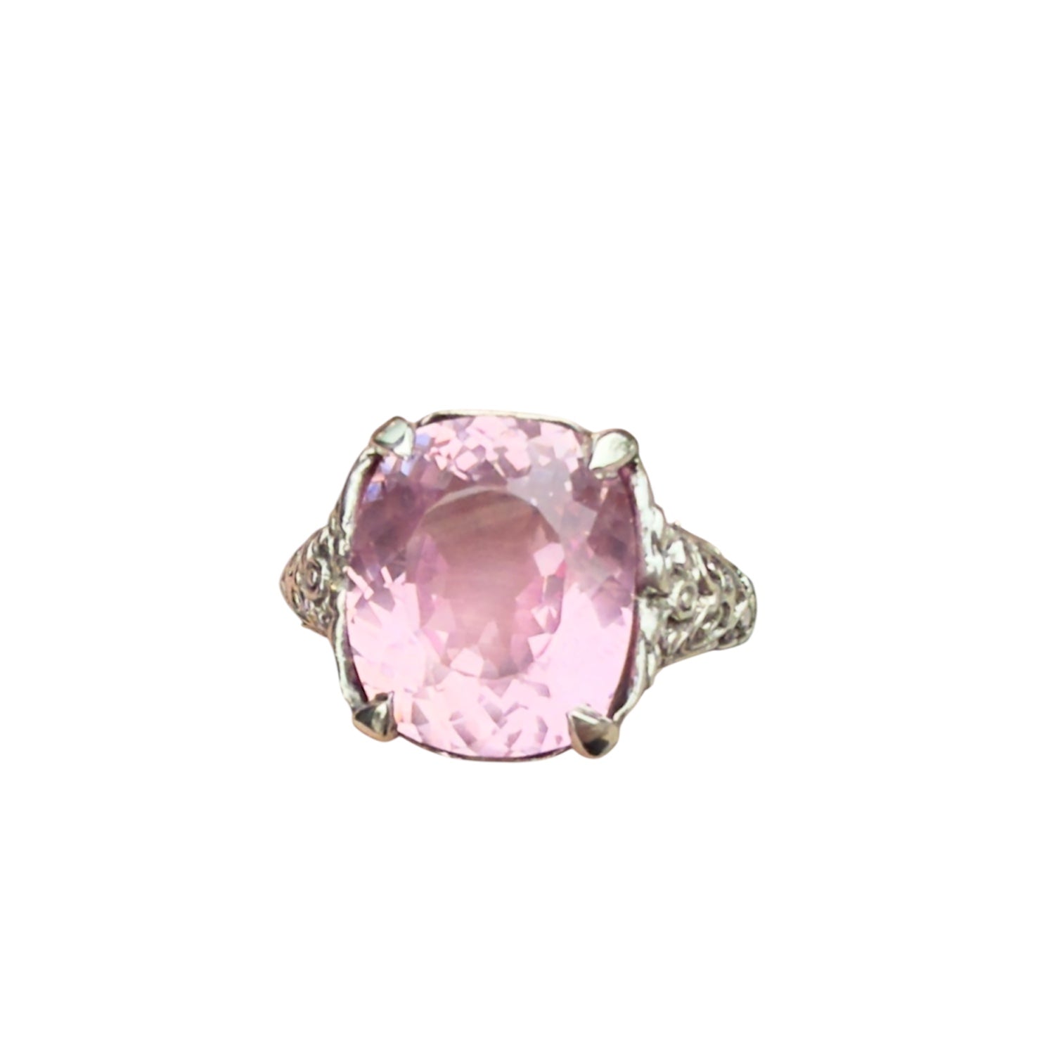 Vintage Pink Sapphire Filigree Ring