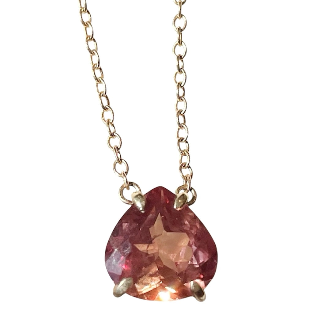 14k Peach Sapphire Necklace