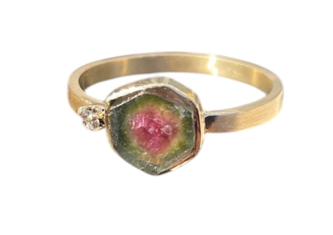 14k Watermelon Tourmaline Ring