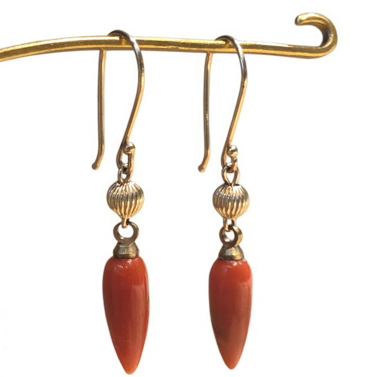 Antique 14k Gold Coral Earrings