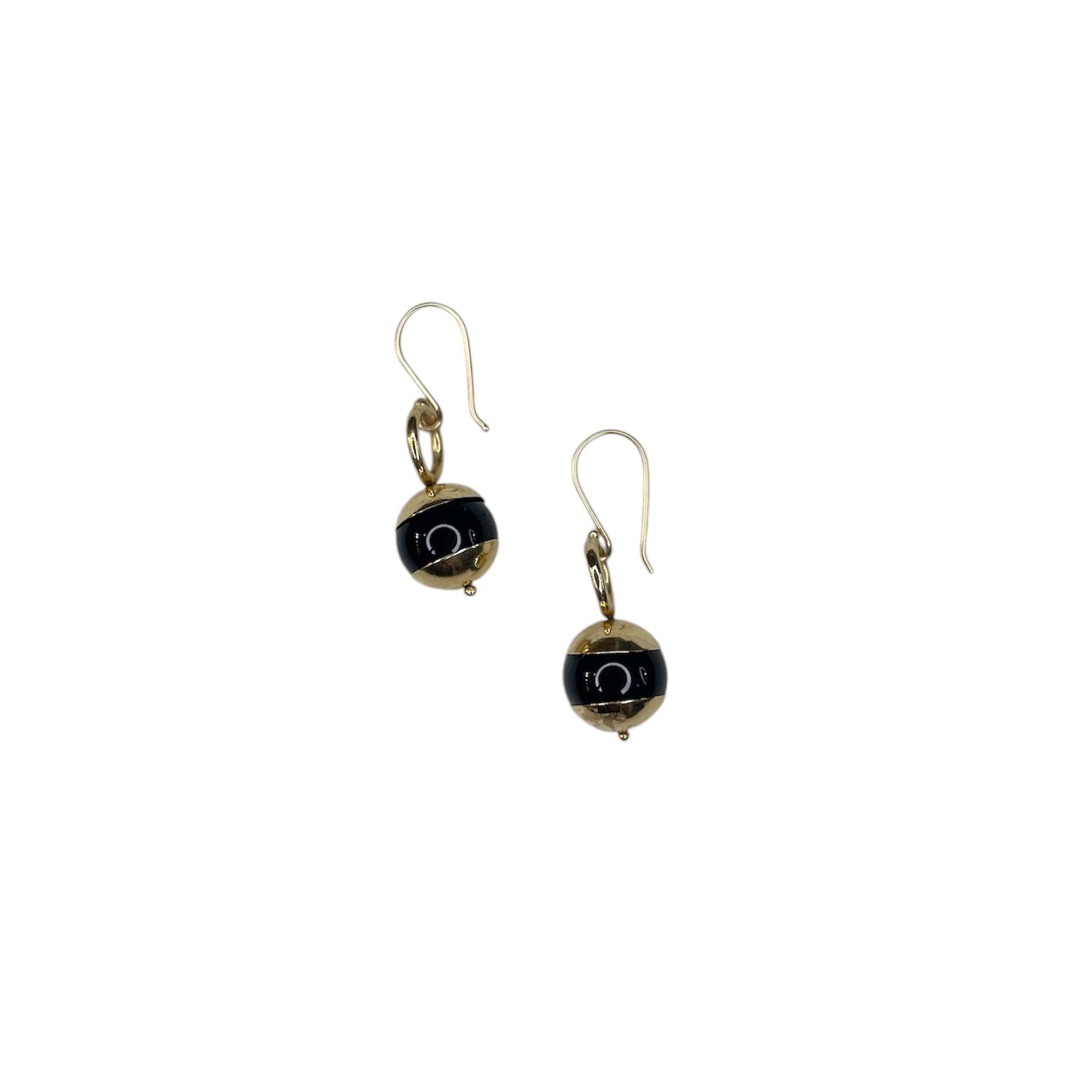 art deco, onyx, sphere, earring, jewelry, black, gold, antique jewelry, 14K gold, geometric, fine jewelry