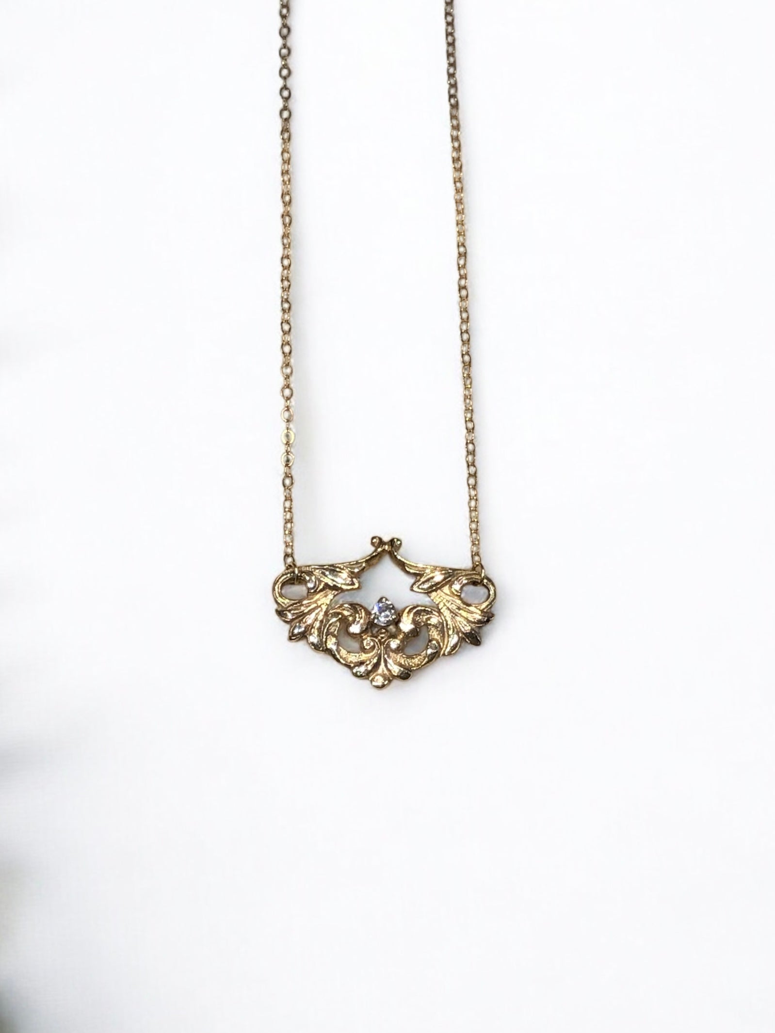 14k Filigree and Diamond Necklace