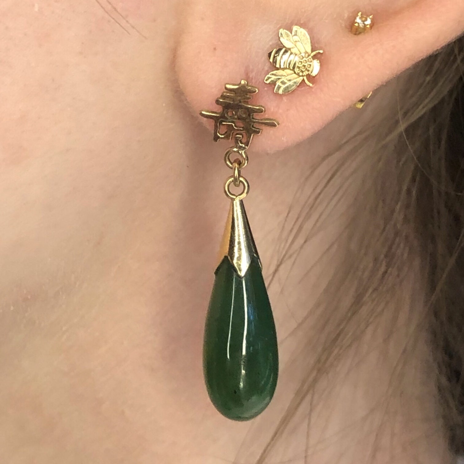 Vintage 14k Jade Earrings