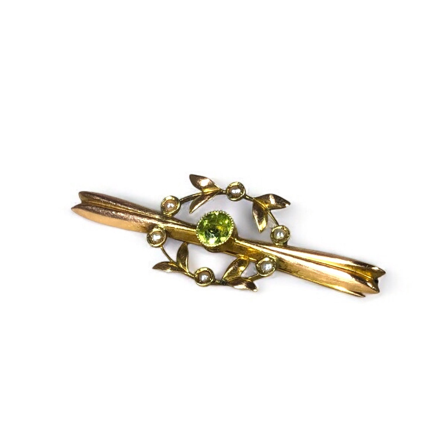 Victorian Seed Pearl and Peridot Brooch