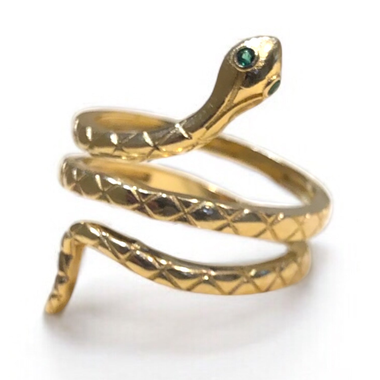 Vintage Snake Ring with Emerald Eyes