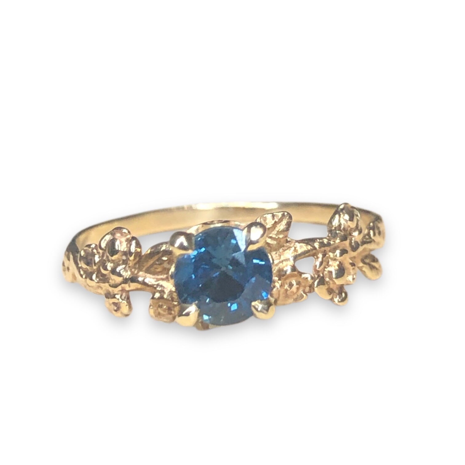 Garland Engagement Ring with Teal Sapphire | Rebekah Brooks