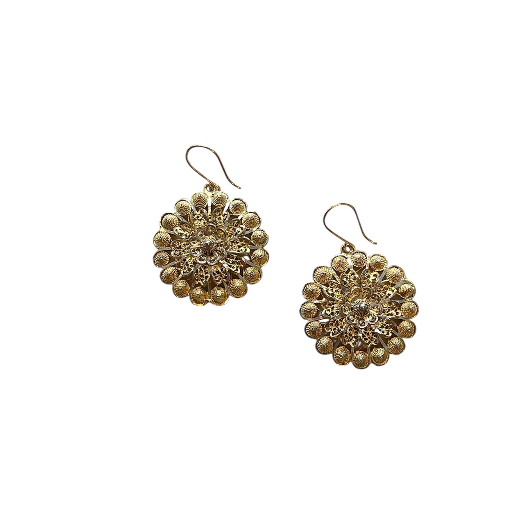 Antique Cannetille Floral Drop Earrings