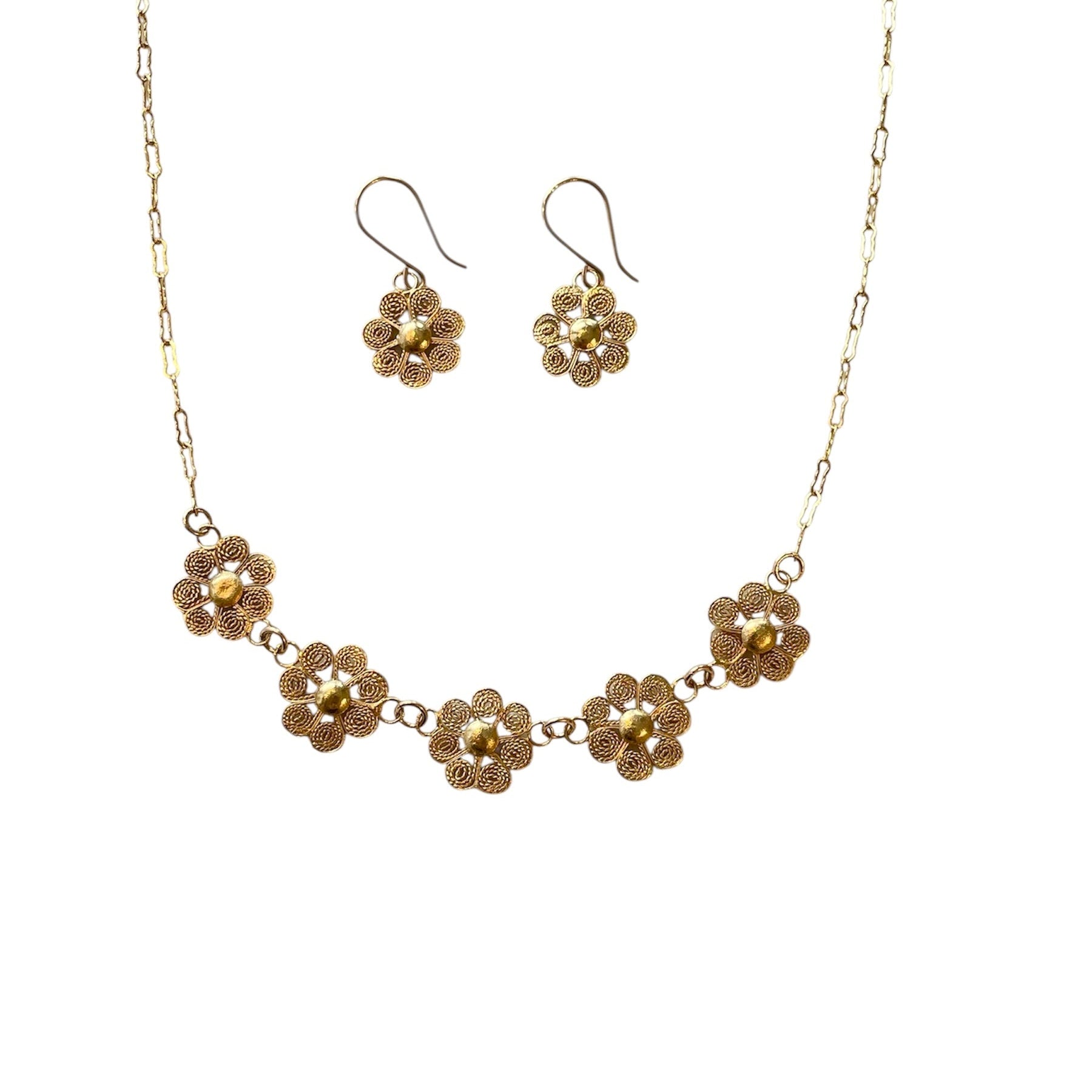 Vintage Cannetille Flower Earrings