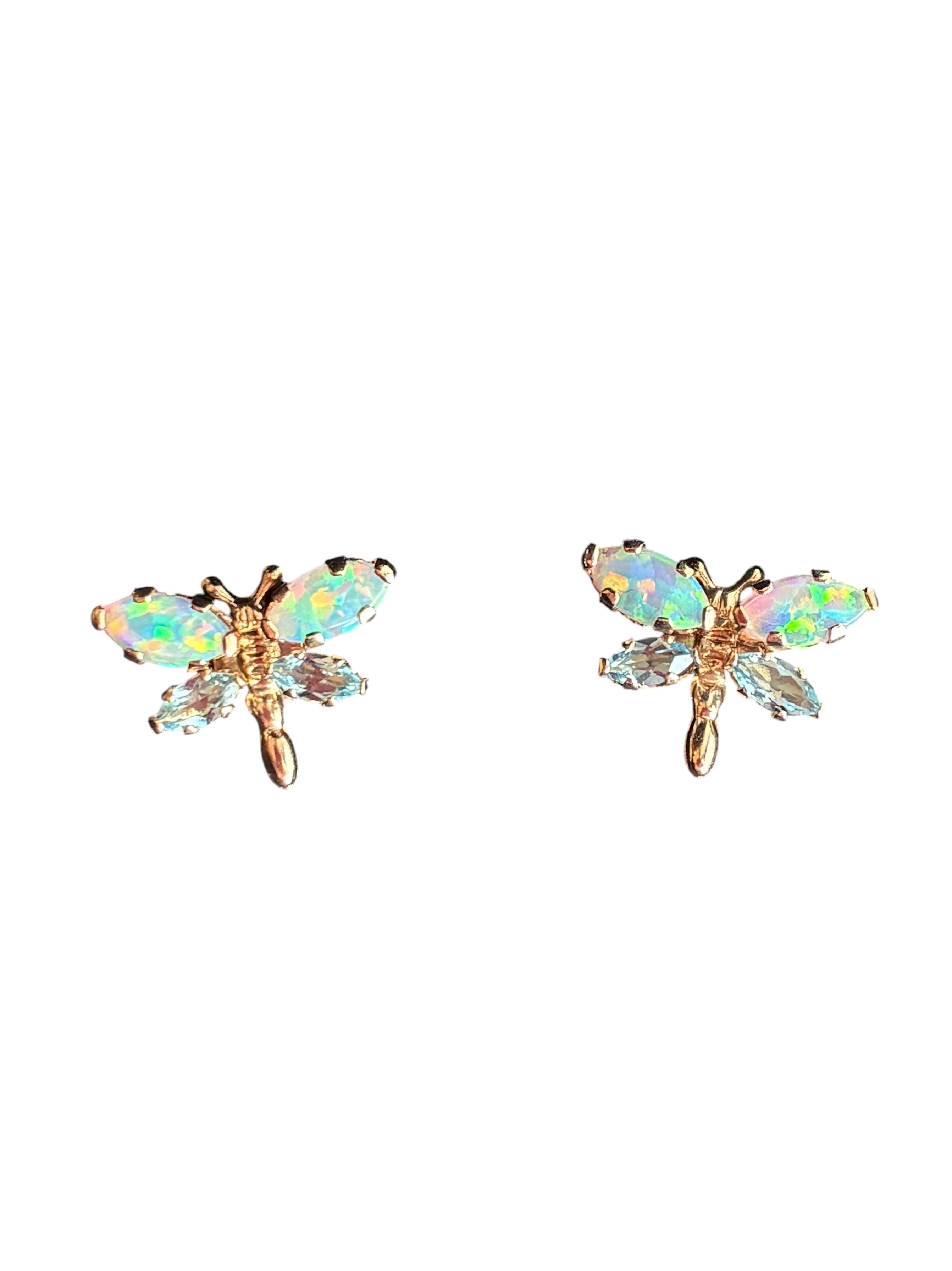 Vintage Opal and Topaz Butterfly Studs