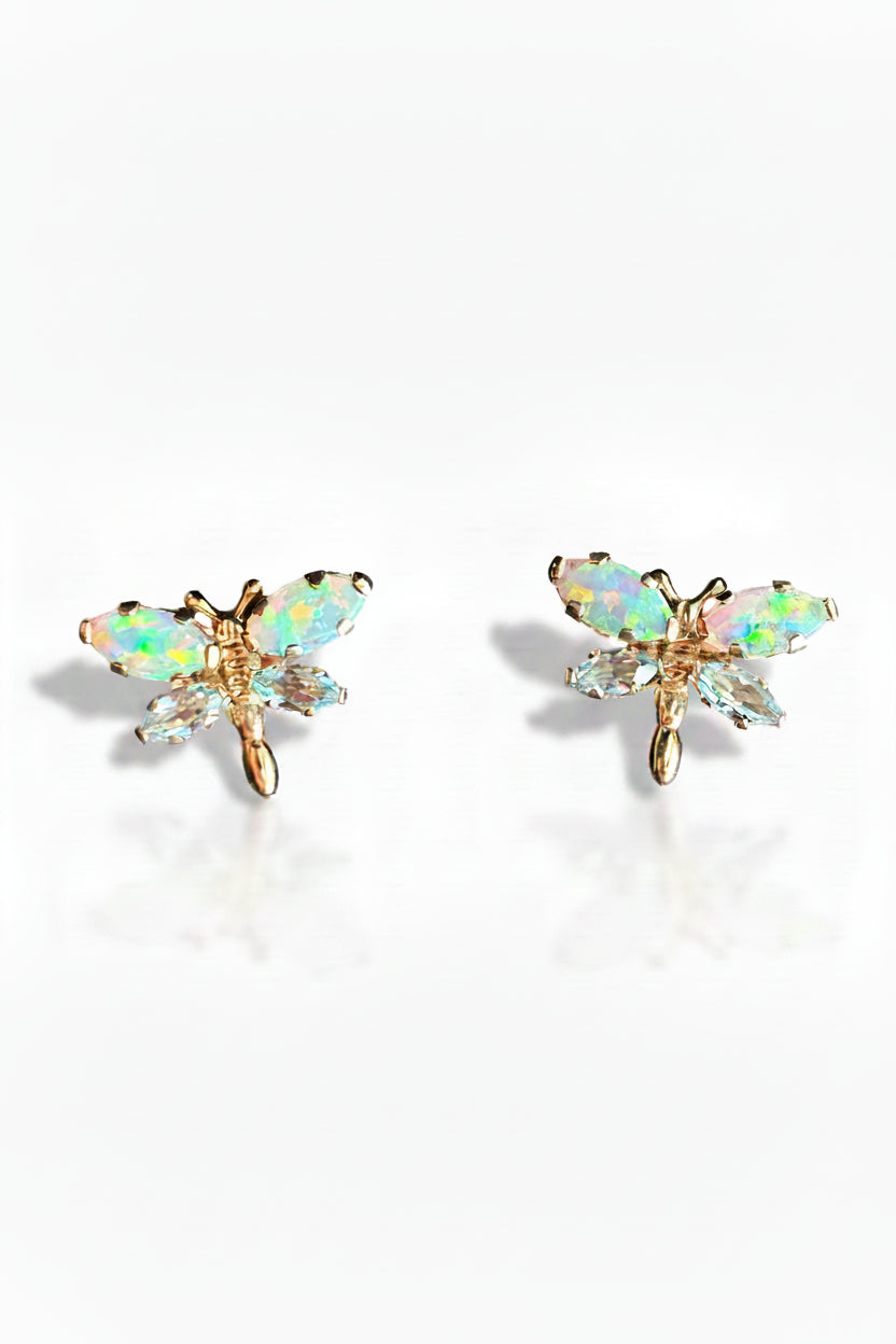 Vintage Opal and Topaz Butterfly Studs