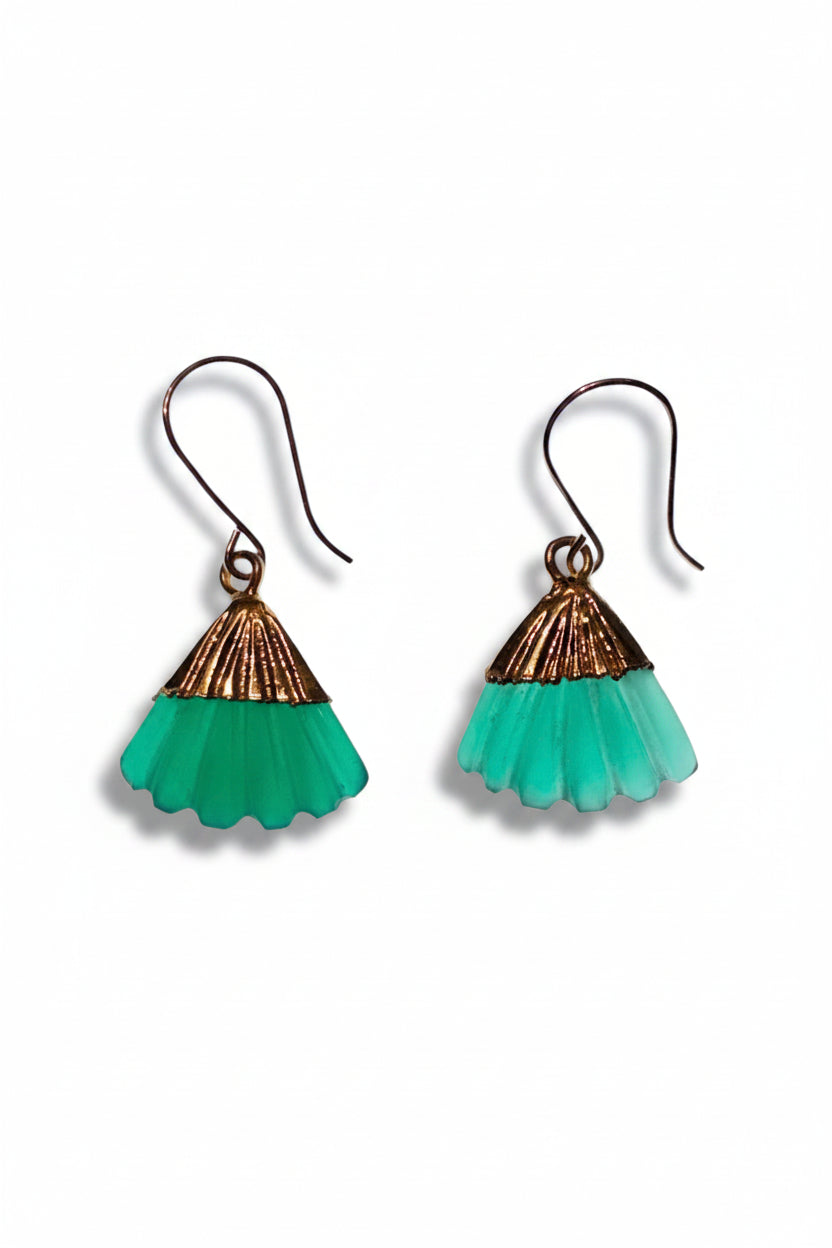 Green Onyx Fan Earrings
