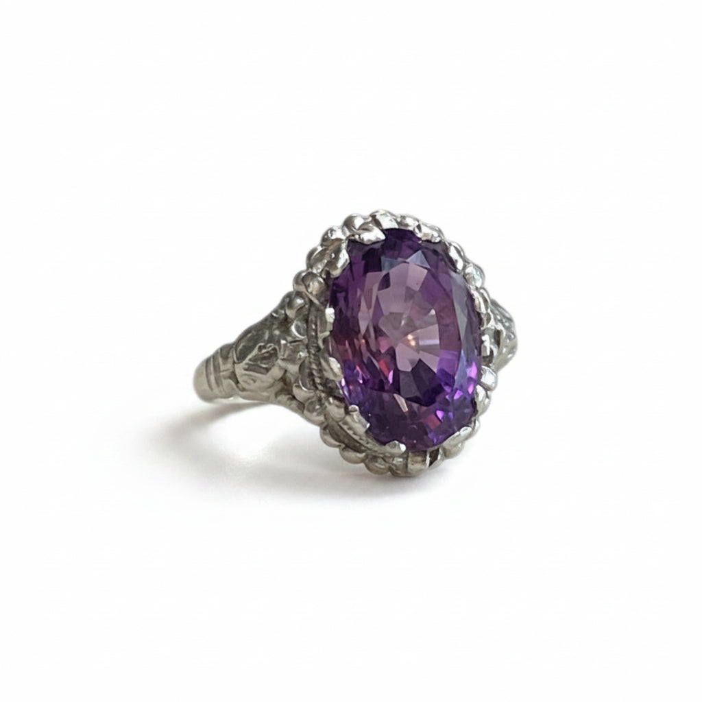 Vintage Sterling Silver Amethyst Ring
