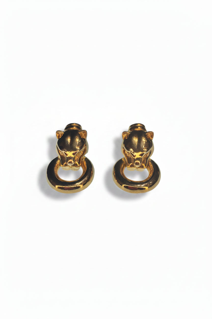 Vintage Door Knocker Jaguar Earrings