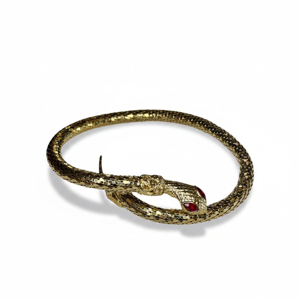 gold necklace, vintage, vintage necklace, snake necklace, costume, mesh necklace, antique, whiting & davis, articulated necklace