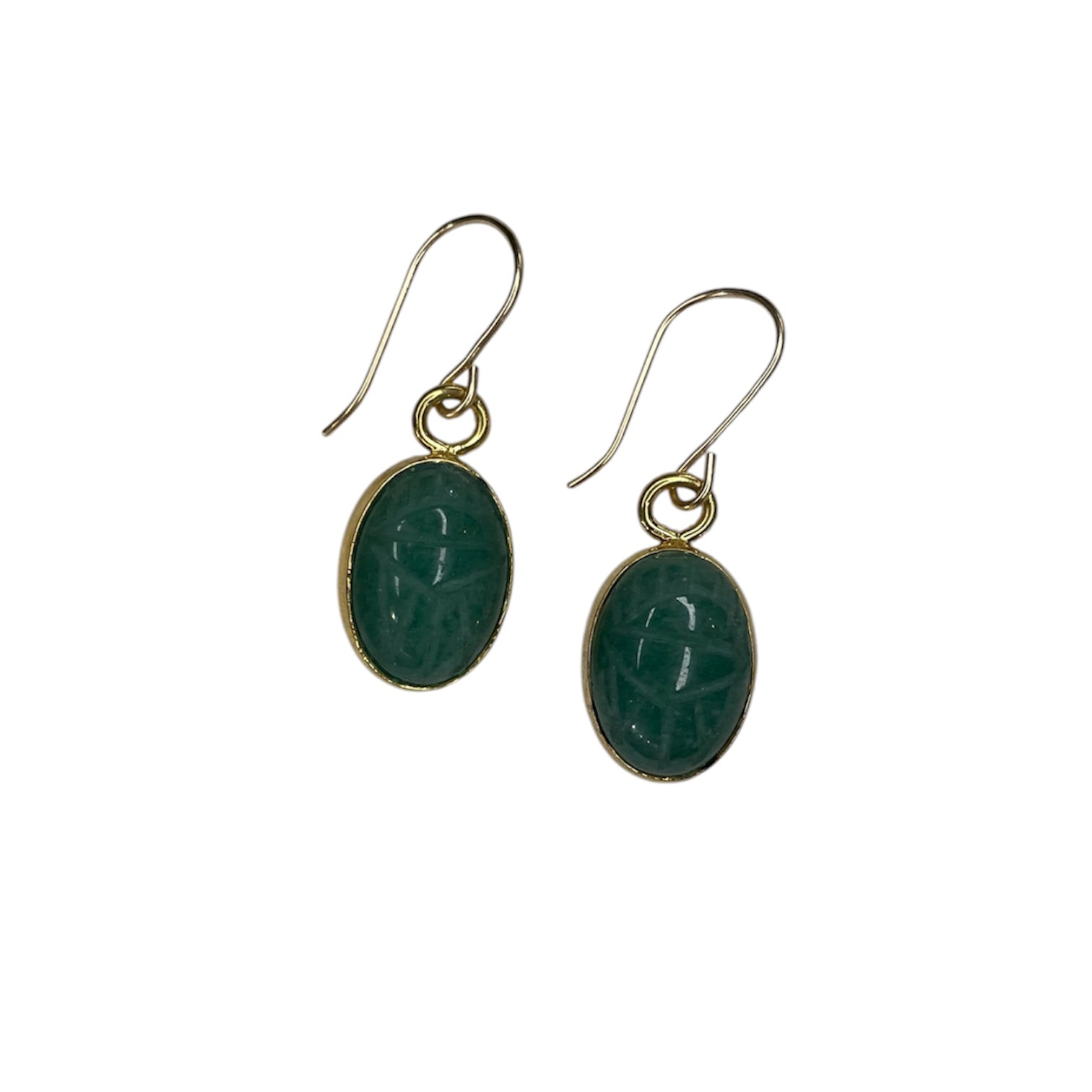 Vintage Jade Scarab Earrings