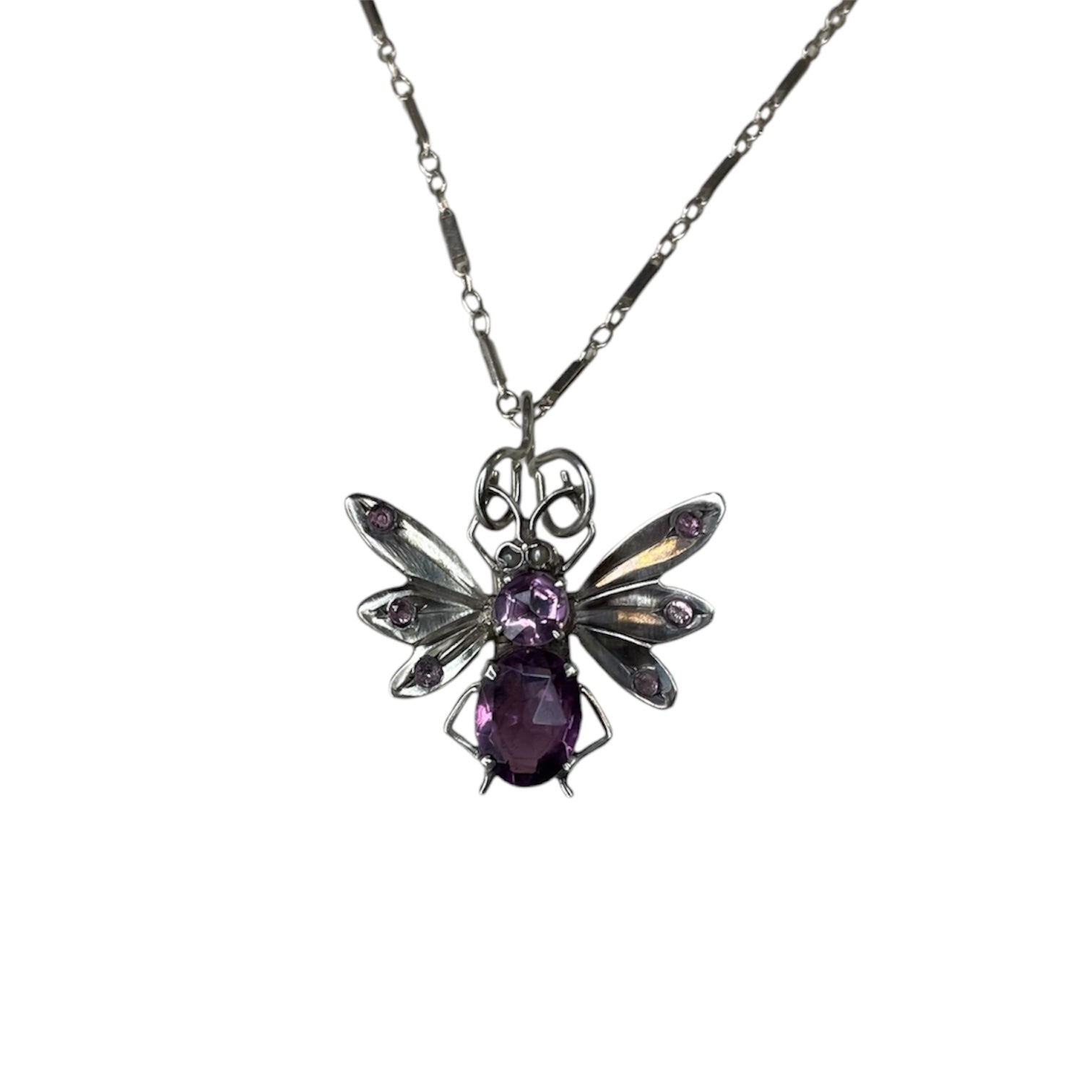 Antique Victorian Amethyst Butterfly Necklace