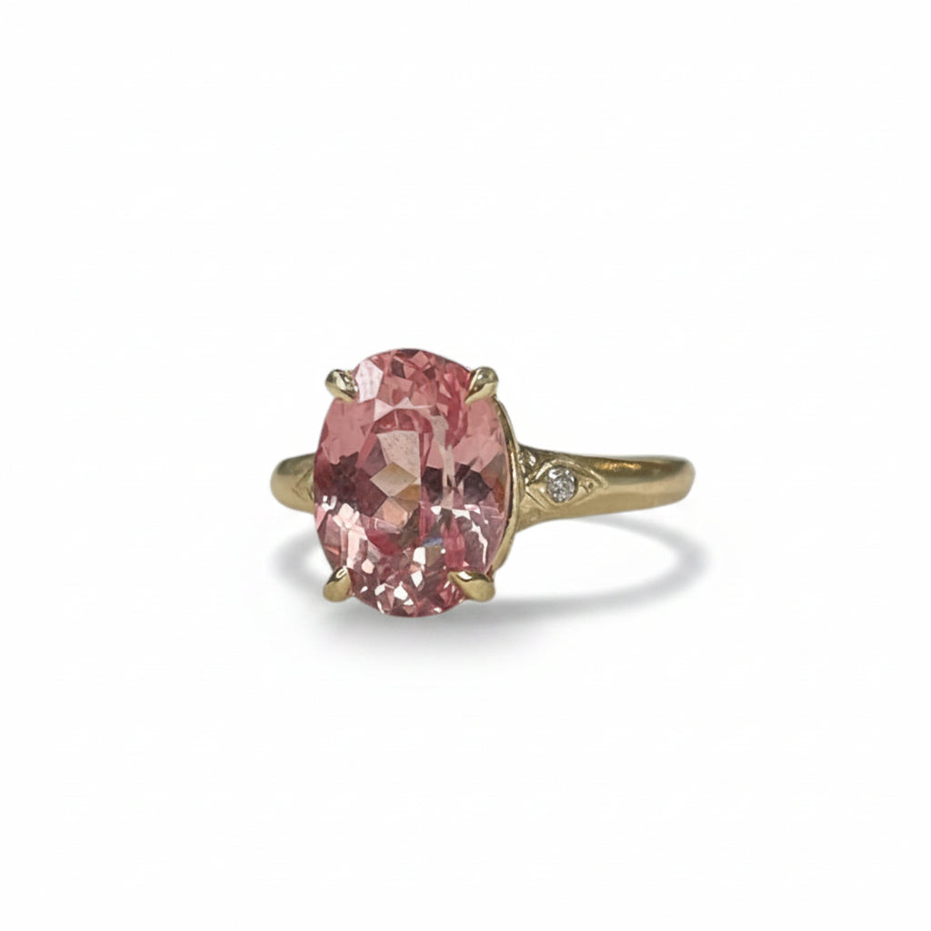 Oval Peach Sapphire Engagement Ring