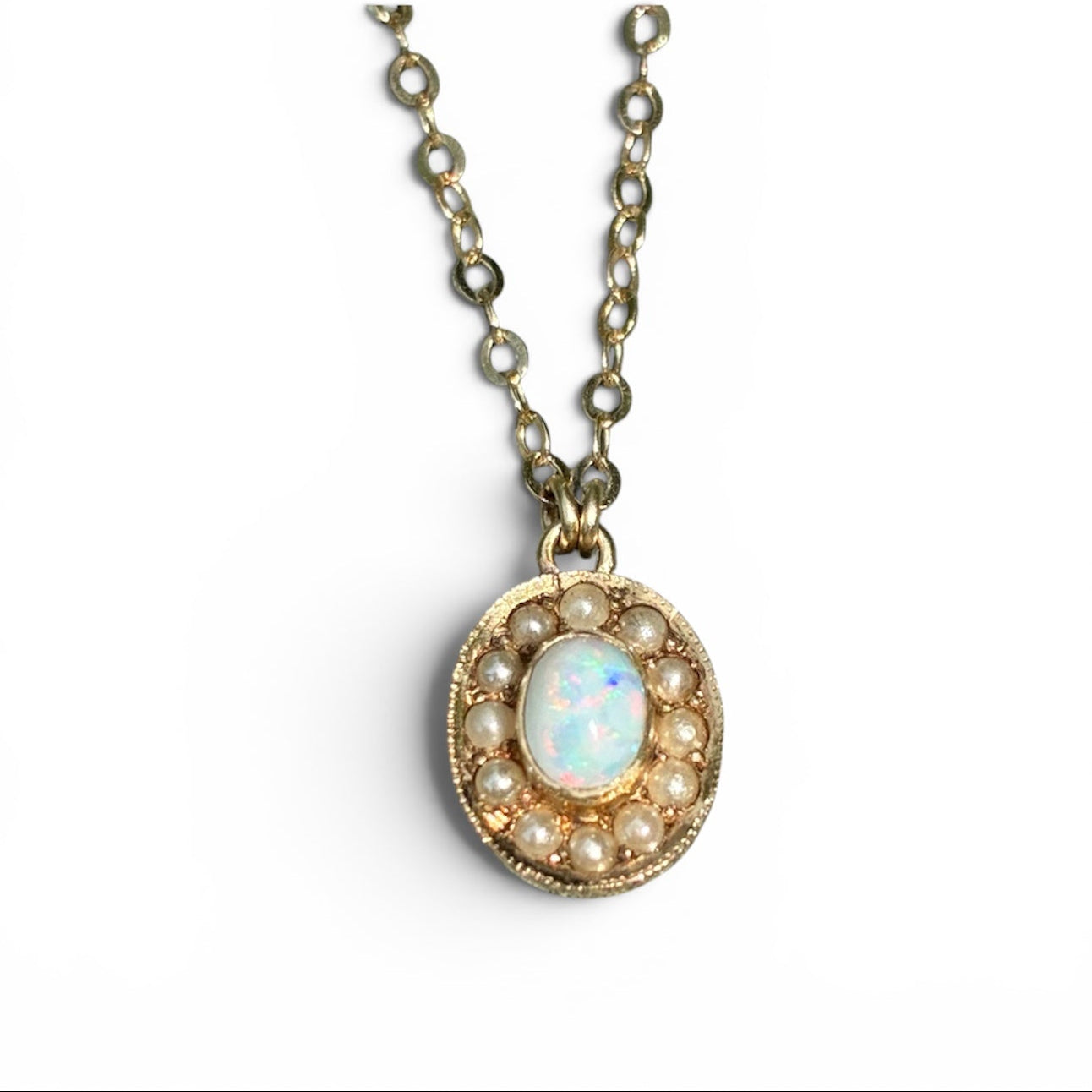 Antique Opal and Seed Pearl Necklace
