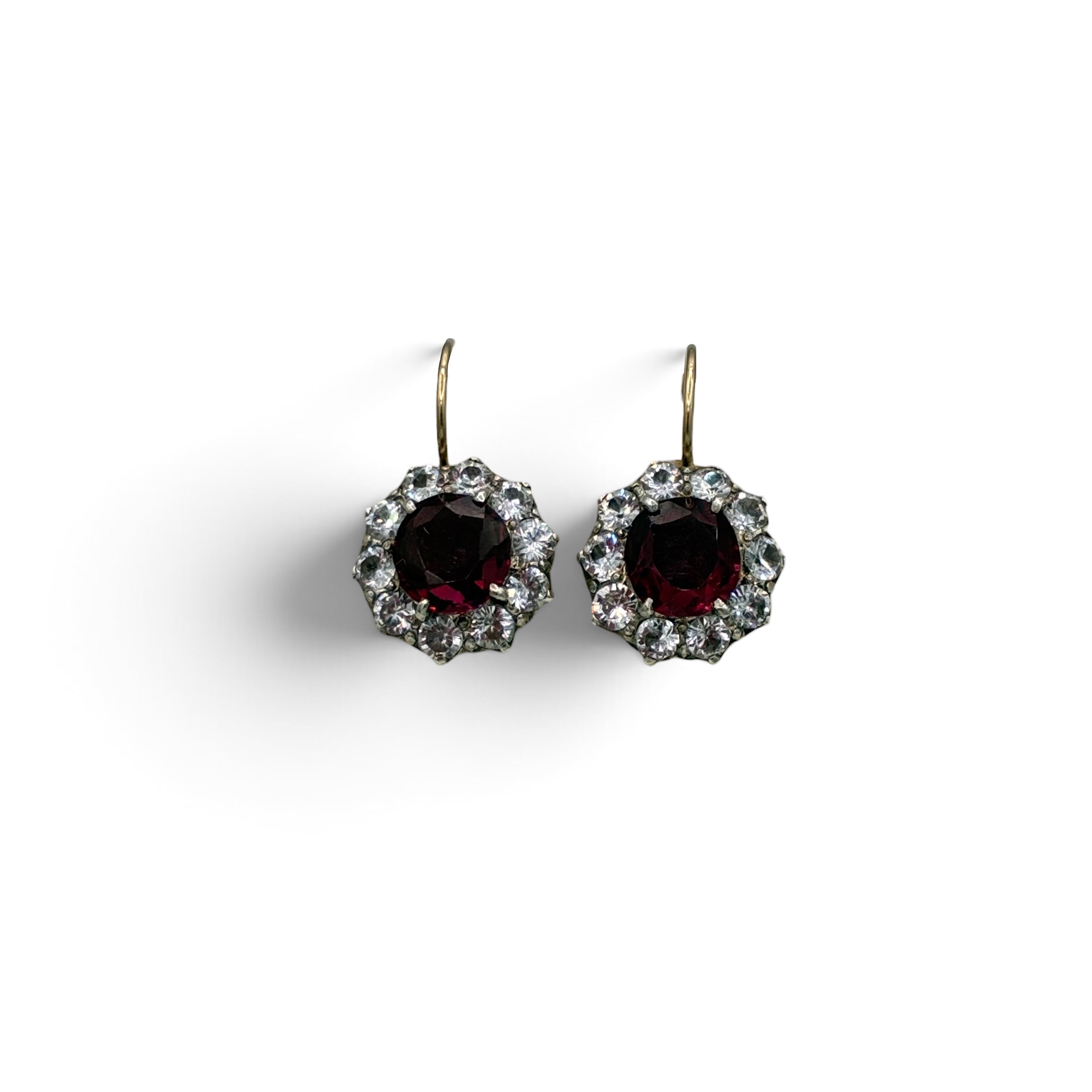 Antique Sapphire and Garnet Flower Earrings