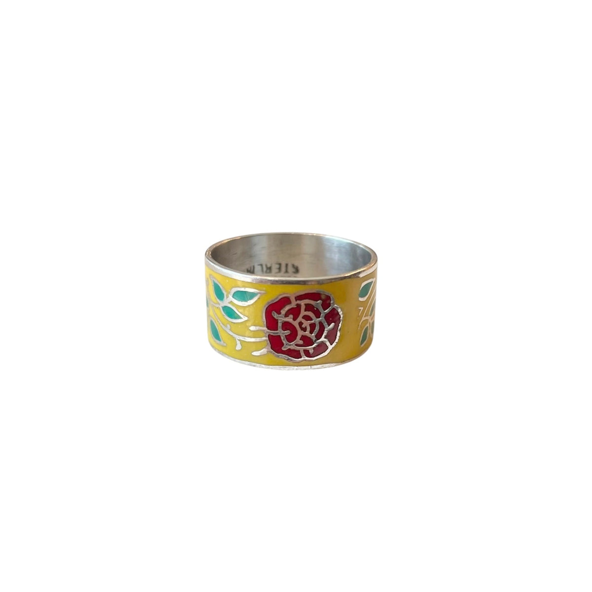 Vintage Enamel Rose Ring