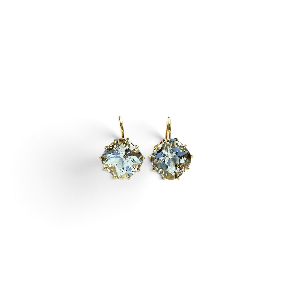 Vintage Blue Topaz Crown Drop Earrings
