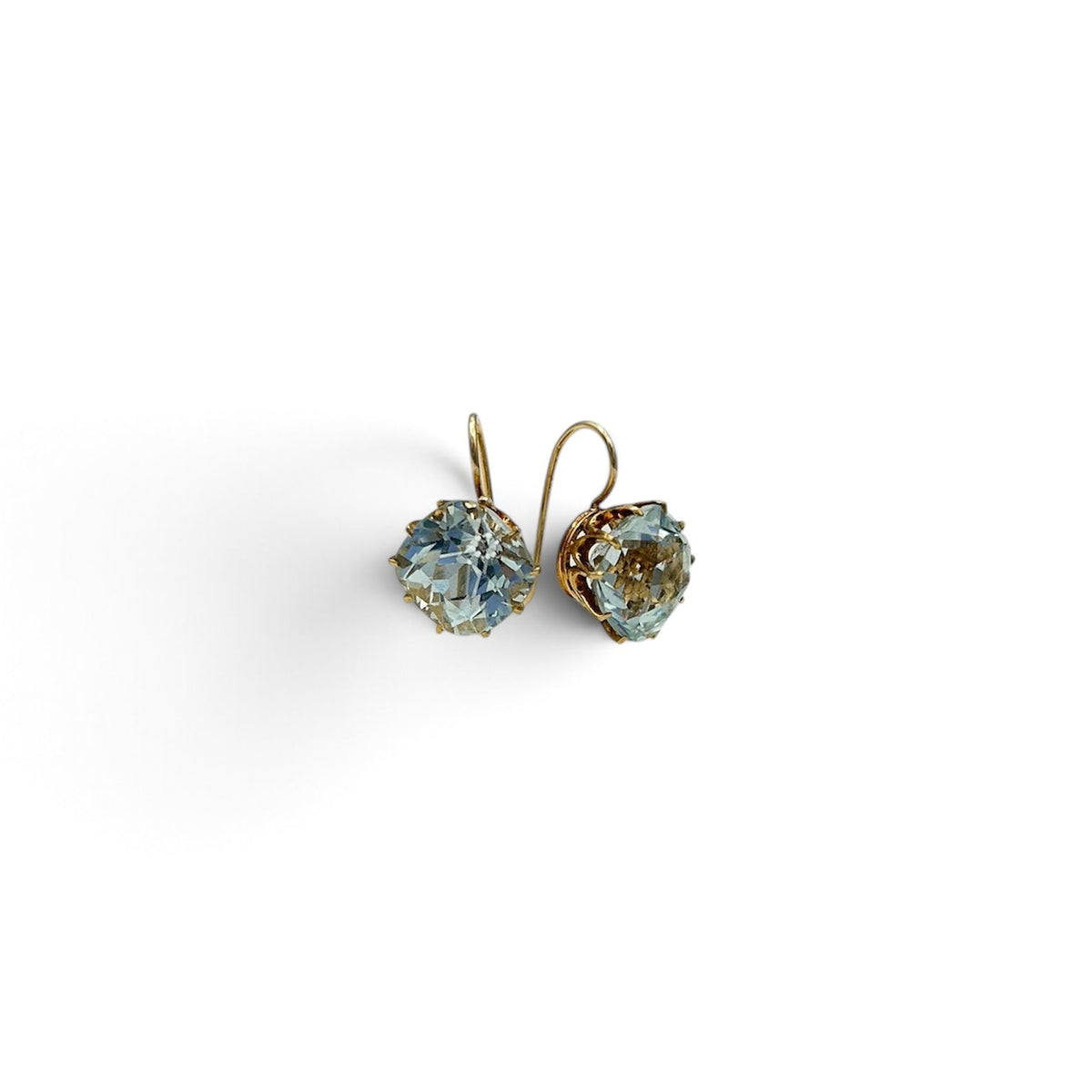 Vintage Blue Topaz Crown Drop Earrings