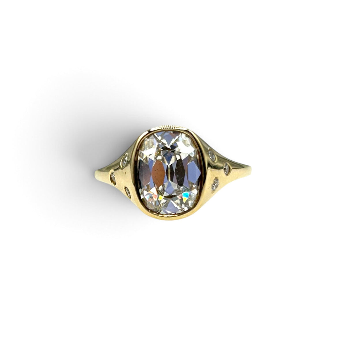 Bezel Elongated Cushion Lab Engagement Ring