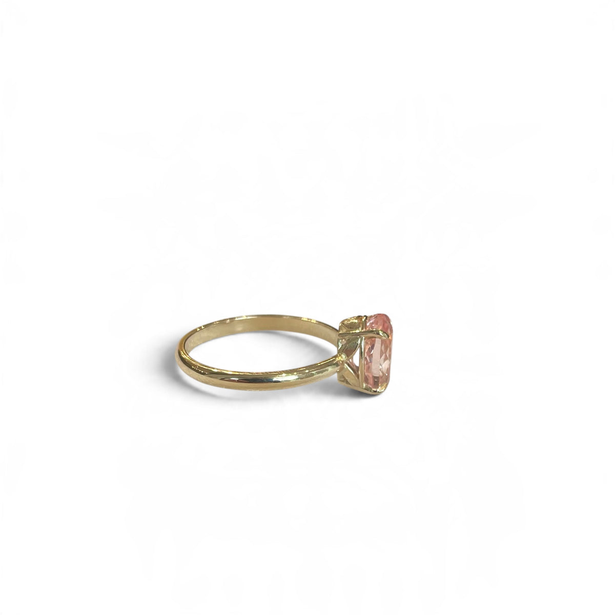 Peach Sapphire Solitare Engagement Ring